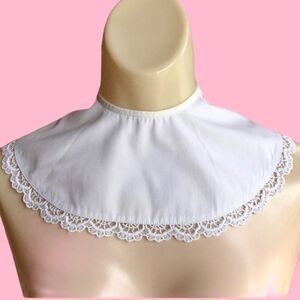 Vintage Handmade Cotton Lace Trim Eye Hook Closure Collar